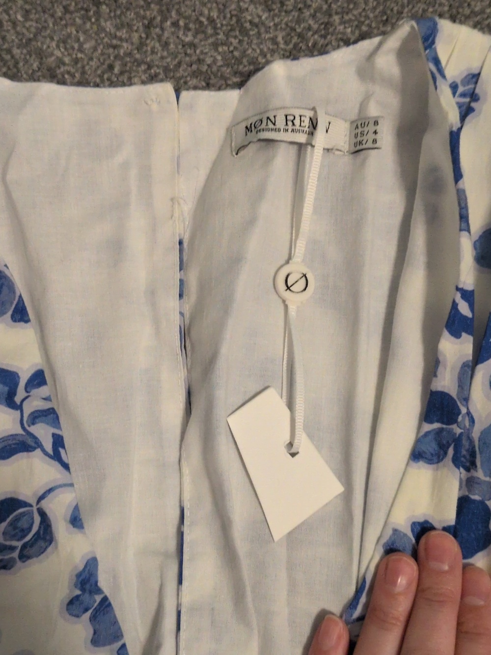 NWT Mon Renn Blue And White Floral Midi Dress Size Small - Picture 3 of 7